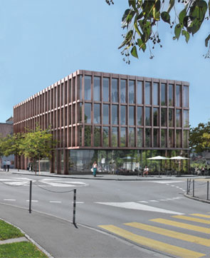 Studienauftrag LenzPORTAL, Lenzburg, 1. Rang, 2007, Wohn- und Geschäftshaus (Visualisierung: maars, Zürich)
