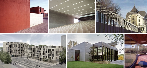 <strong>Oben:</strong> Manuelstrasse Bern / Universität Freiburg / Gurten Kulm <br />
<strong>Unten:</strong> DOMINO Bern / Bürenpark Bern / Wohnhaus Marin