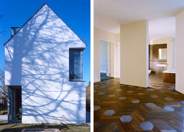 links: Das lange Haus, Kleinmachnow 2003 (Foto: M. Dresen) rechts: Stuttgarter Platz, Berlin 2008 (Foto: W. Huthmacher)