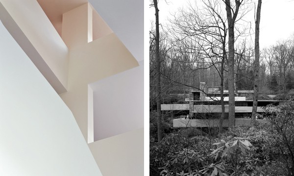 Links: Seniorenzentrum Niklasdorf, Juan Carlos Gòmez<br />
Rechts: Fallingwater, Frank Lloyd Wright